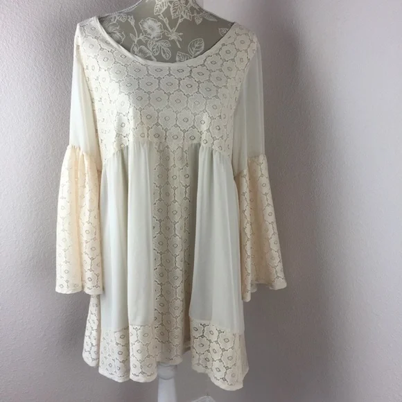 NWT 2tee Couture Floral Lace Western Dress Women size Medium Cottage core Boho - Picture 1 of 8